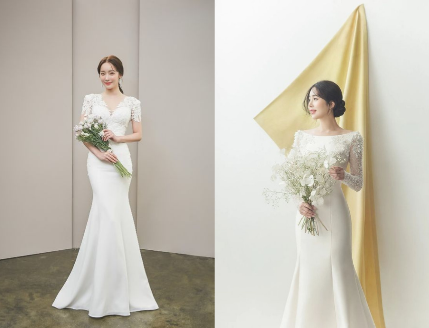 Váy cưới trơn vạt xéo 1 bên xẻ tà có nơ phía sau (PDPL-L12) – M.O.T Bridal  – For Love, For Life