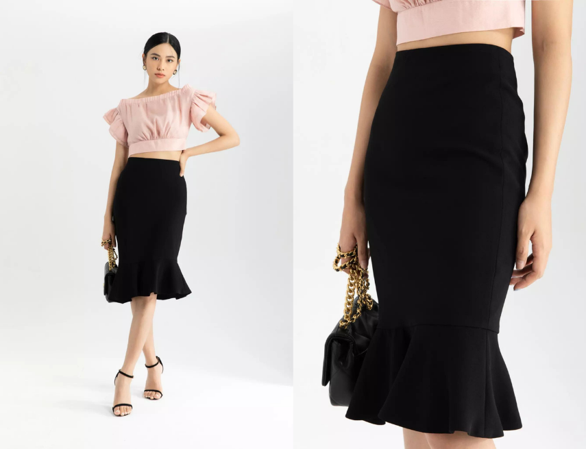 Chân váy bút chì đen công sở dáng dài CV03-25 | Thời trang công sở K&K  Fashion