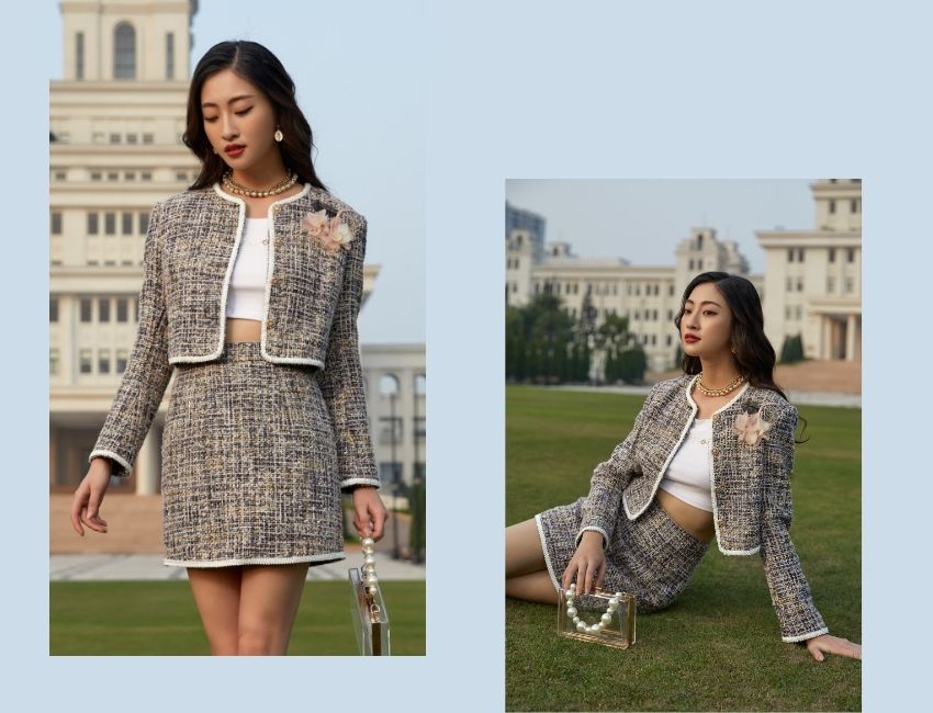 Áo vest nữ - Áo khoác măng tô vải Tweed tại Cầu Giấy, Hà Nội