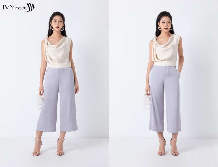 Quần culottes nâu giả váy