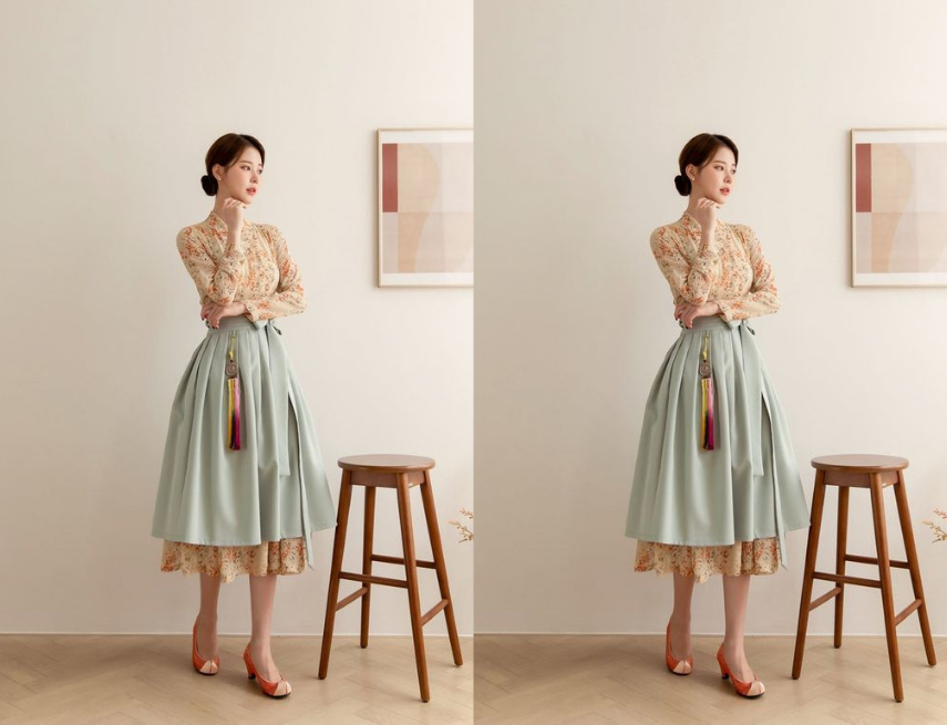 Hanbok Hàn Quốc Vải Voan Áo Xanh Lục Váy Trắng | Voan, Vải voan, Hàn quốc
