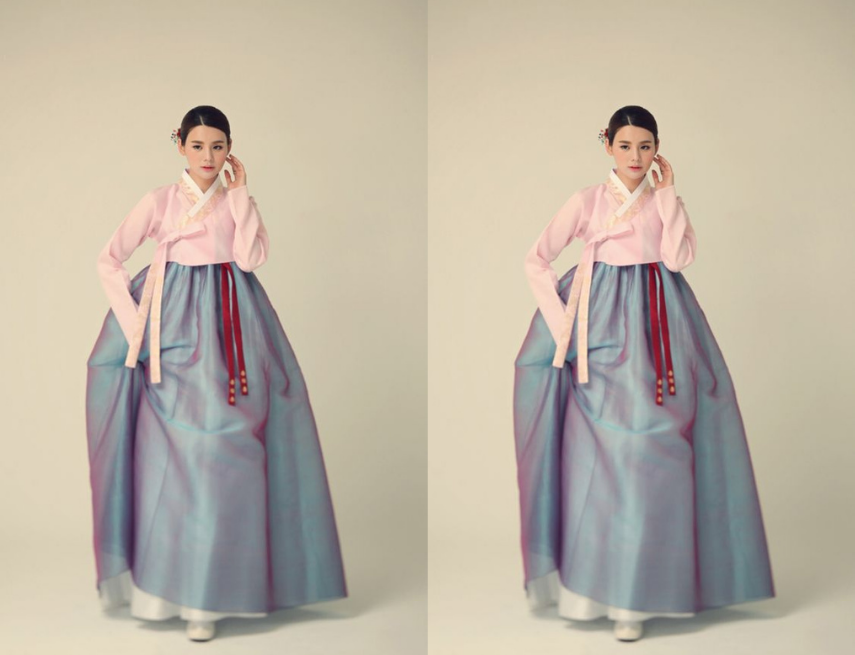 Hanbok nữ thêu cao cấp  Hồng phấn  Trang phục biểu diễn Hoa Mai